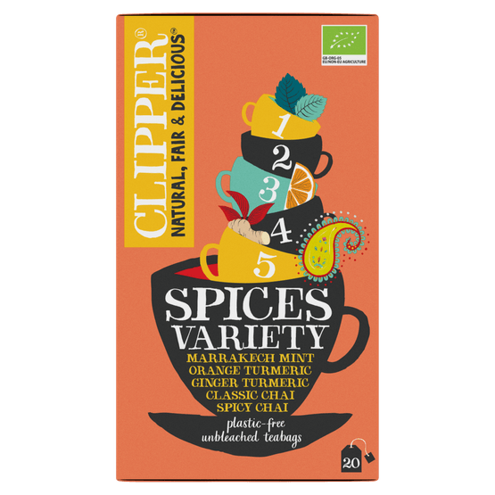 Foto van Clipper Bio kr.thee var.box spices 20 zk. op witte achtergrond