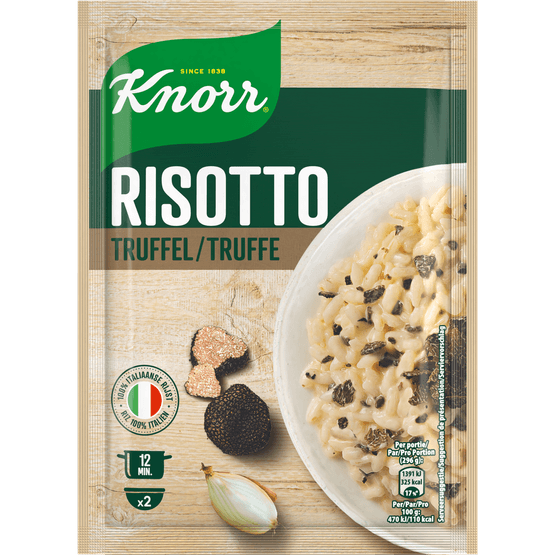 Foto van Knorr Risotto truffel op witte achtergrond
