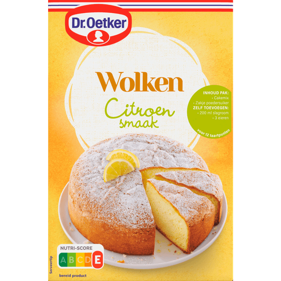 Foto van Dr. Oetker Wolkencake citroen op witte achtergrond