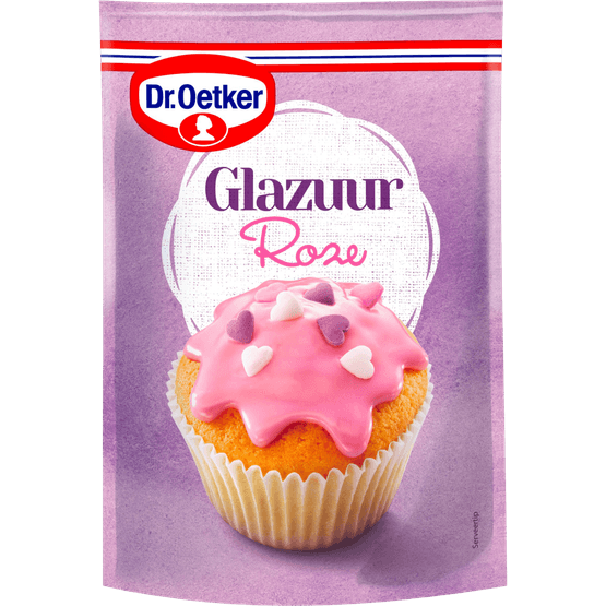 Foto van Dr. Oetker Roze glazuur bakdecoratie op witte achtergrond
