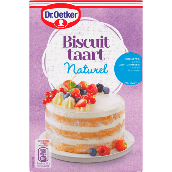 Foto van Dr. Oetker Basismix biscuittaart op witte achtergrond