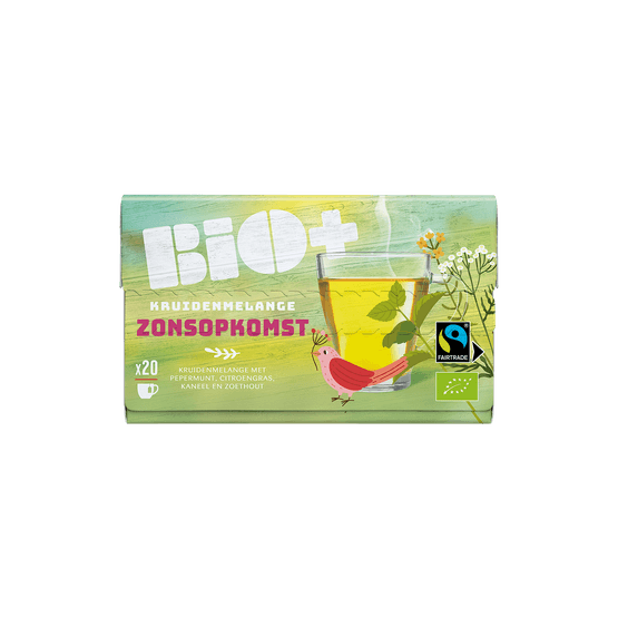 Foto van Bio+ Kruidenthee zonsopkomst kop 20 zk. op witte achtergrond