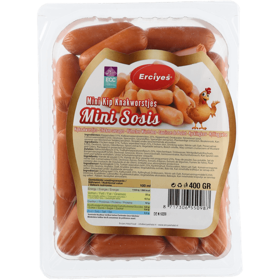 Foto van Erciyes Mini sosis op witte achtergrond