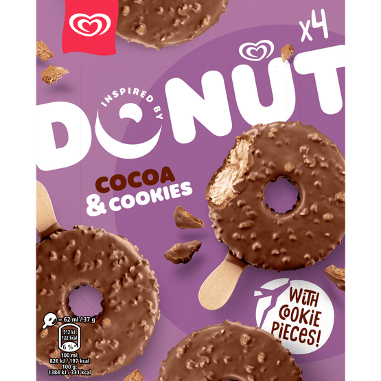 Foto van Ola Chocolate donut stick 4 st. op witte achtergrond