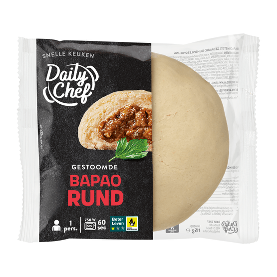 Foto van Daily Chef Bapao rundvlees op witte achtergrond