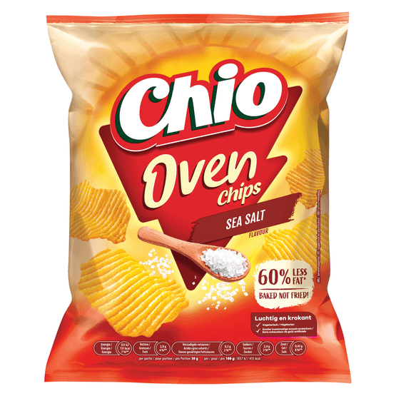 Foto van Chio Ovenchips sea salted op witte achtergrond