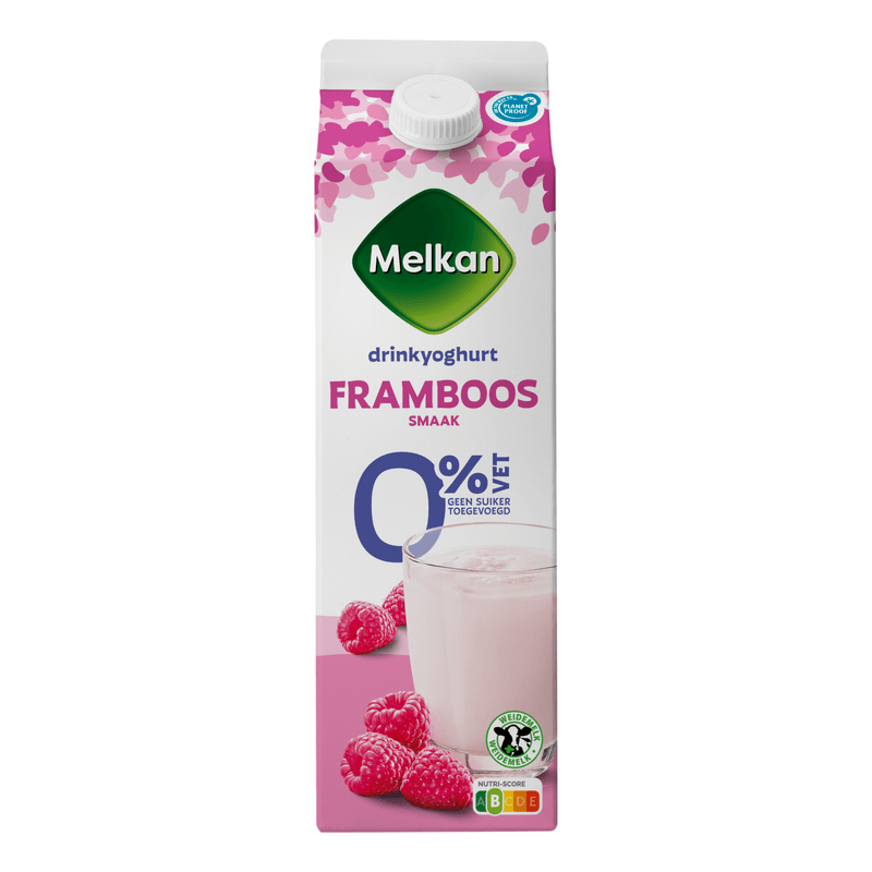 Melkan Zuiveldrink framboos 0% vet