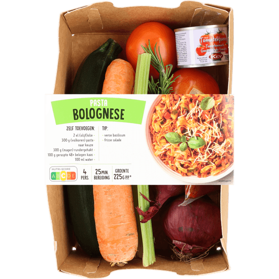 Foto van Verspakket Pasta Bolognese op witte achtergrond