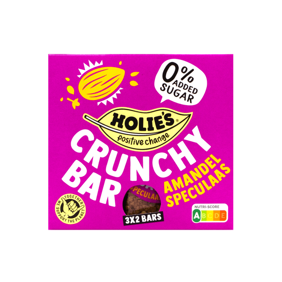 Foto van Holie Crunchy bar amandel speculaas 3x2 st. op witte achtergrond