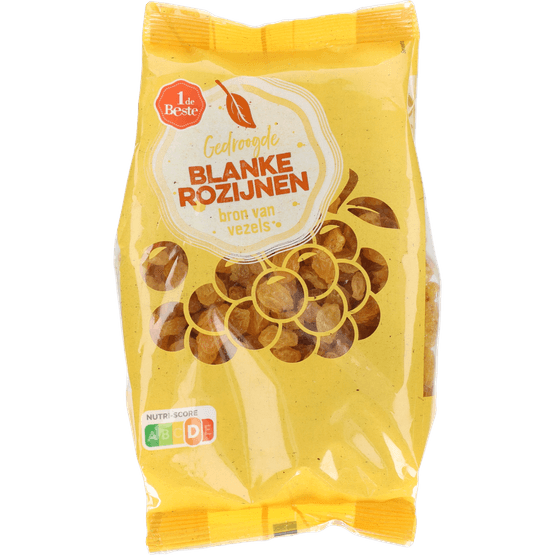 Foto van 1 de Beste Blanke rozijnen op witte achtergrond