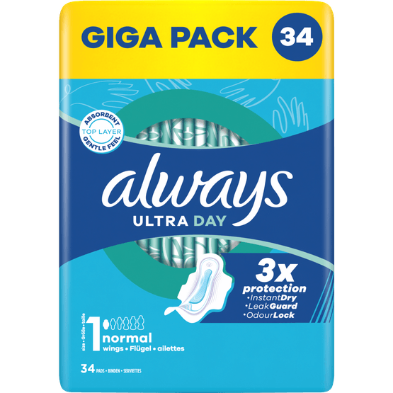 Foto van Always Maandverband ultra day normal plus op witte achtergrond