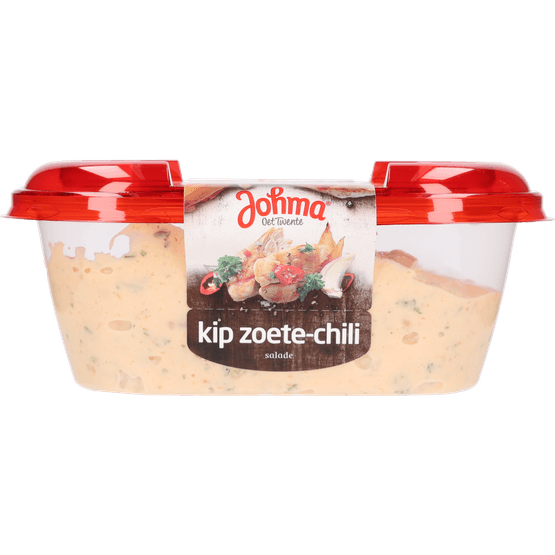 Foto van Johma Salade kip zoete chili op witte achtergrond
