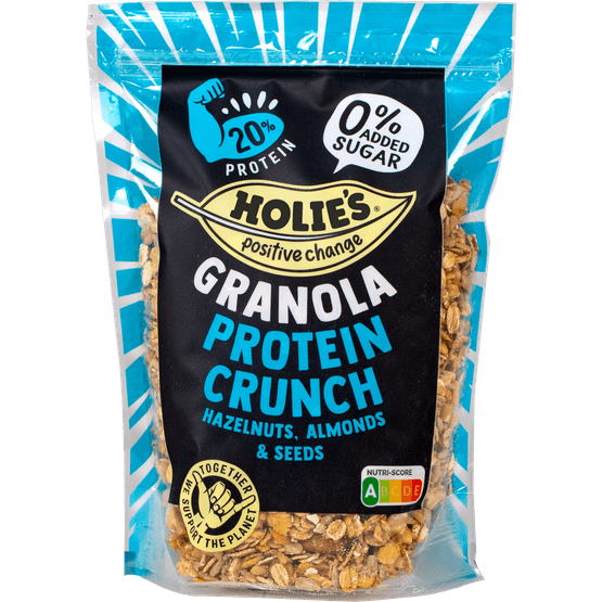 Foto van Holie's Granola protein crunch op witte achtergrond