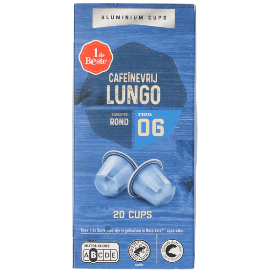 Foto van 1 de Beste Koffiecups lungo decaf 20 st. op witte achtergrond
