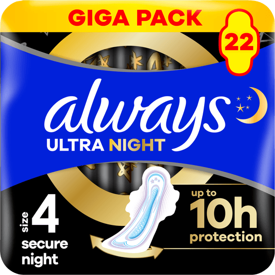 Foto van Always Maandverband ultra secure night op witte achtergrond