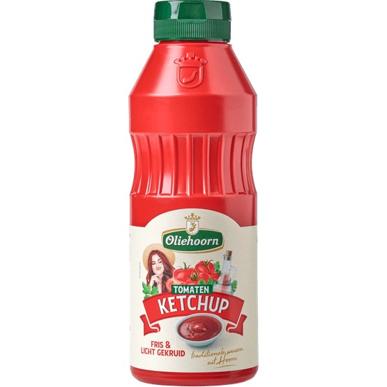 Foto van Oliehoorn Tomatenketchup op witte achtergrond
