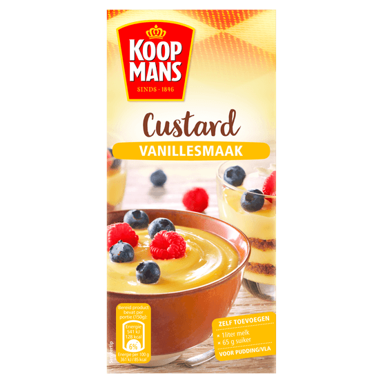 Foto van Koopmans Custard op witte achtergrond
