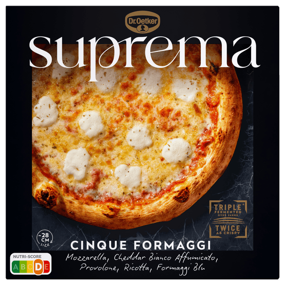 Foto van Dr. Oetker Suprema small pizza cinque formaggi op witte achtergrond