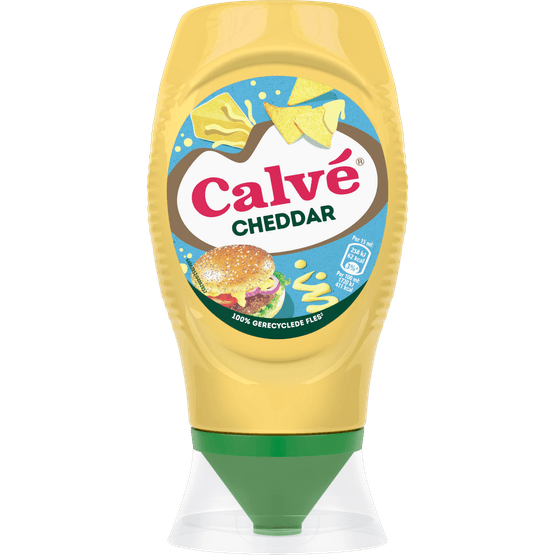Foto van Calvé Squeeze cheddar op witte achtergrond