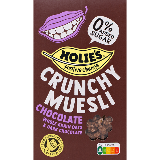 Foto van Holie's Crunchy muesli chocolate op witte achtergrond