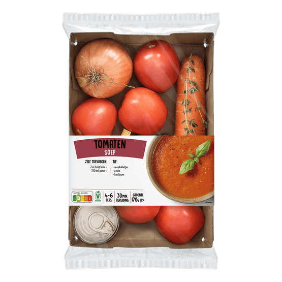 Foto van Verspakket Tomatensoep op witte achtergrond