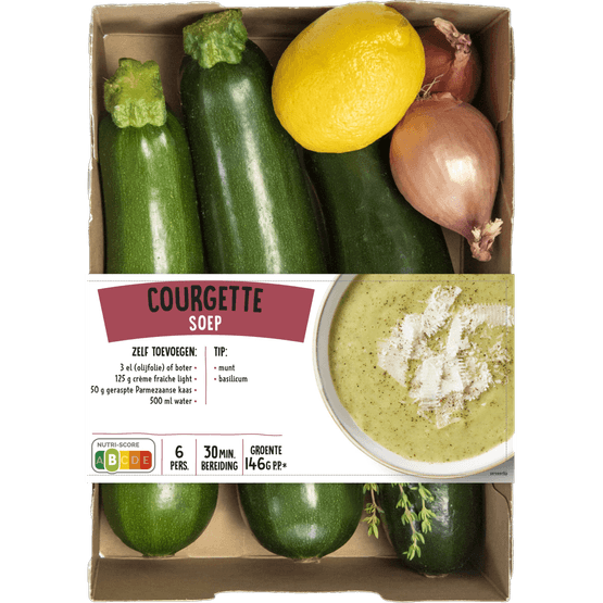 Foto van Verspakket Courgettesoep op witte achtergrond