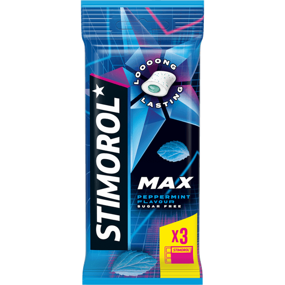 Foto van Stimorol Kauwgom max peppermint 3 st. op witte achtergrond