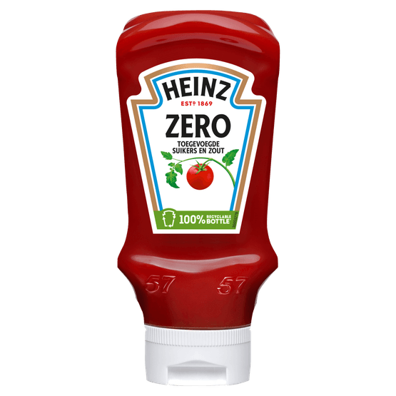 Foto van Heinz Tomatenketchup zero op witte achtergrond