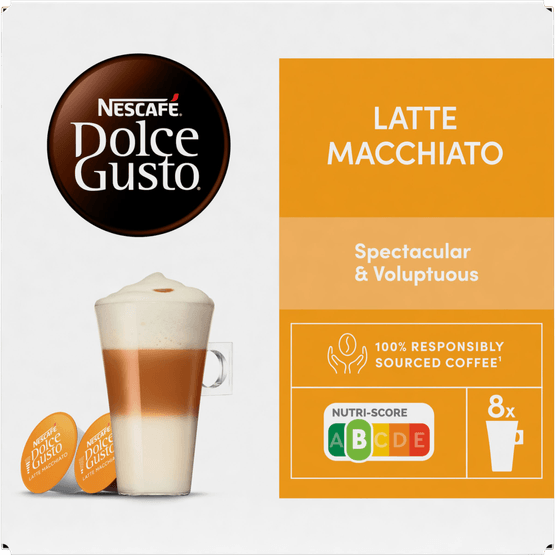 Foto van Nescafé Dolce gusto latte macchiato op witte achtergrond
