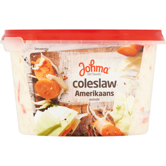 Foto van Johma Coleslaw Amerikaans salade op witte achtergrond