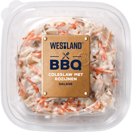 Foto van Westland Bbq coleslaw met rozijnen salade op witte achtergrond