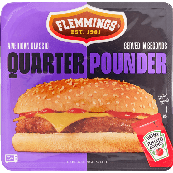 Foto van Flemmings Quarter pounder op witte achtergrond