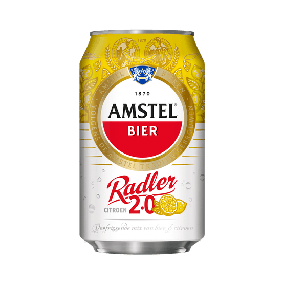 Foto van Amstel Radler citroen op witte achtergrond