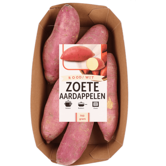Foto van Zoete aardappelen rood-wit op witte achtergrond