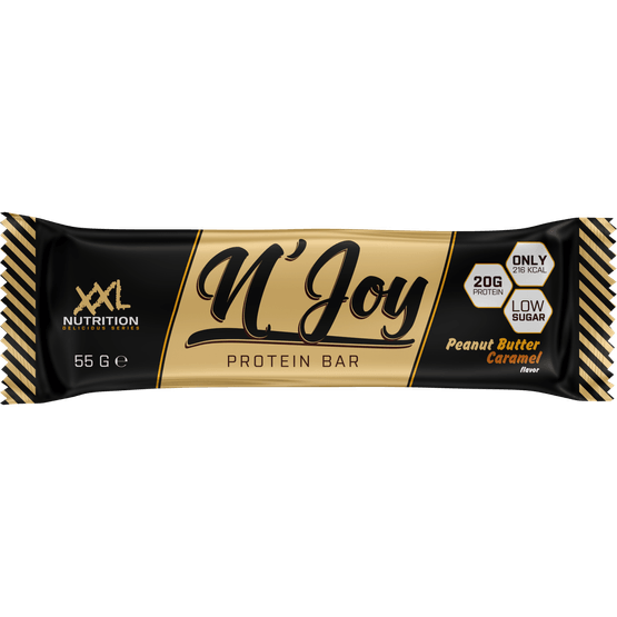 Foto van XXL NUTRITION Njoy bar peanut butter-caramel op witte achtergrond