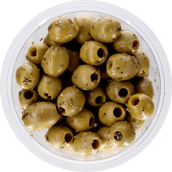 Foto van Bits & Bites Olijven groen op witte achtergrond