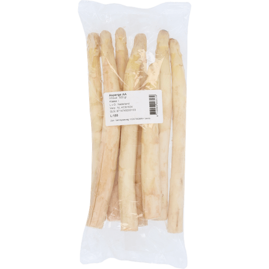 Foto van Witte asperges verpakt op witte achtergrond