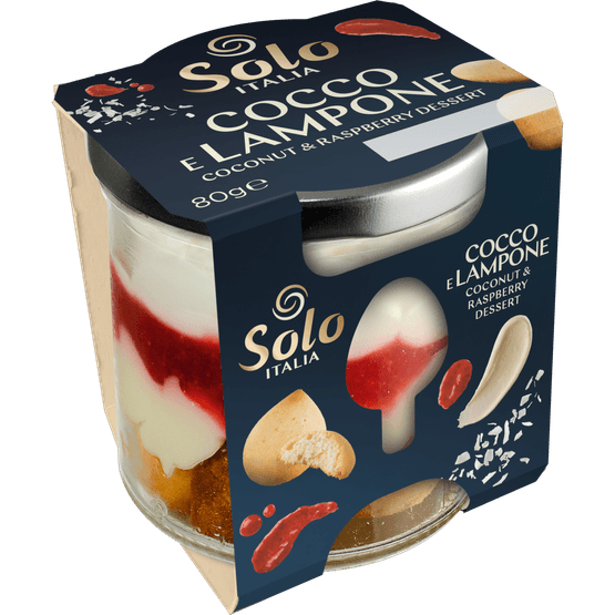 Foto van Solo Italia Kokos framboos op witte achtergrond