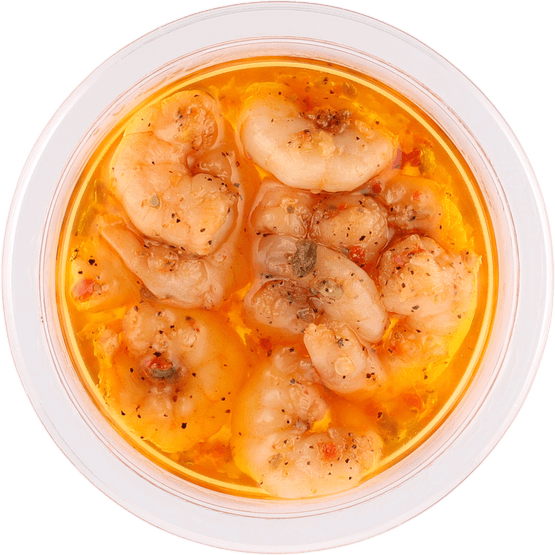 Foto van Bits & Bites Gemarineerde garnaal op witte achtergrond