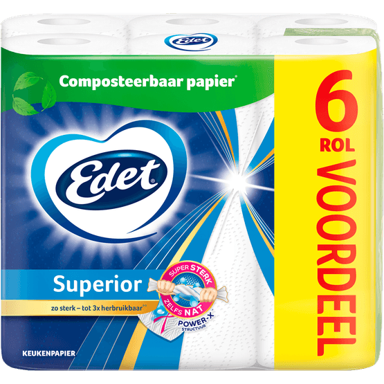 Foto van Edet Keukenpapier 6 rol op witte achtergrond