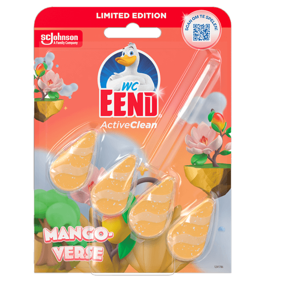 Foto van WC-Eend Toiletblok houder active clean mango op witte achtergrond