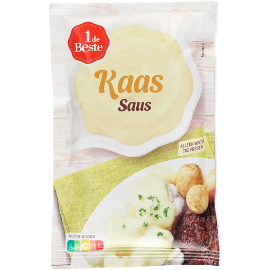 Foto van 1 de Beste Mix voor kaassaus op witte achtergrond