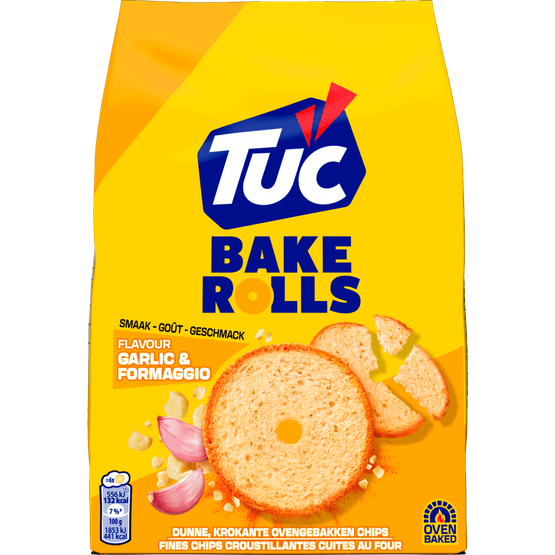 Foto van Lu Tuc bakerolls garlic-formaggio op witte achtergrond