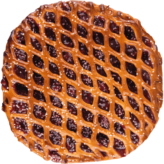 Foto van Kersenvlaai heel op witte achtergrond