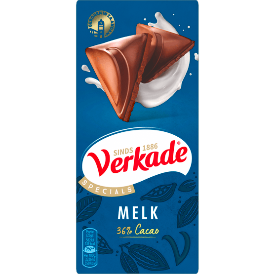 Foto van Verkade Chocoladereep melk op witte achtergrond