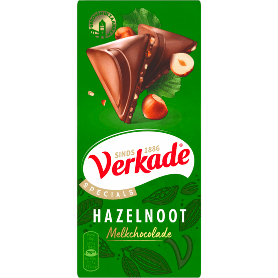Foto van Verkade Chocoladereep hazelnoot op witte achtergrond