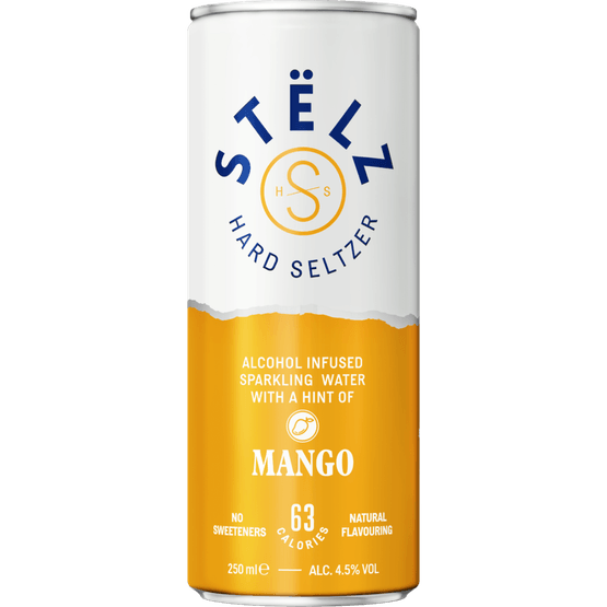 Foto van Hard seltzer mango op witte achtergrond