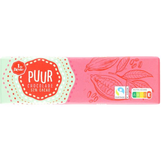 Foto van 1 de Beste Chocoladereep puur op witte achtergrond