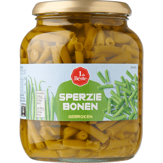 Foto van 1 de Beste Sperziebonen gebroken op witte achtergrond