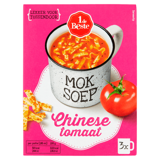 Foto van 1 de Beste 1 kop soep chinese tomaat 3 st. op witte achtergrond